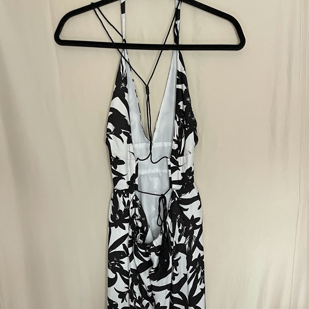 Bb Dakota Larissa lotus printed beaded tie back maxi dress GUC size Small - Picture 5 of 7